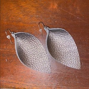 Silver leather earrings, never worn